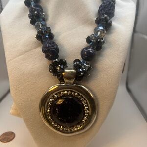 Chunky Metal Alloy Big Drop Pendant Statement Choker Collar Necklace